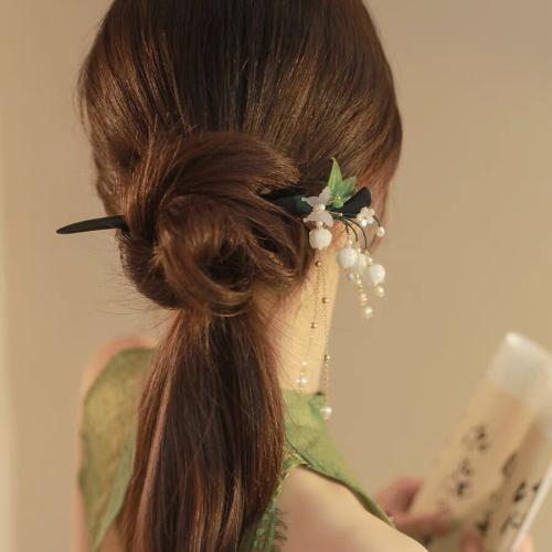 HAIR PIN STICKS FRESH WHITE LILY OF THE VALLEY1