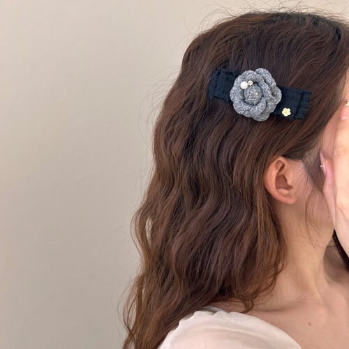 RECTANGLE BARRETTE CHANEL STYLE CAMELLIAMain image 4